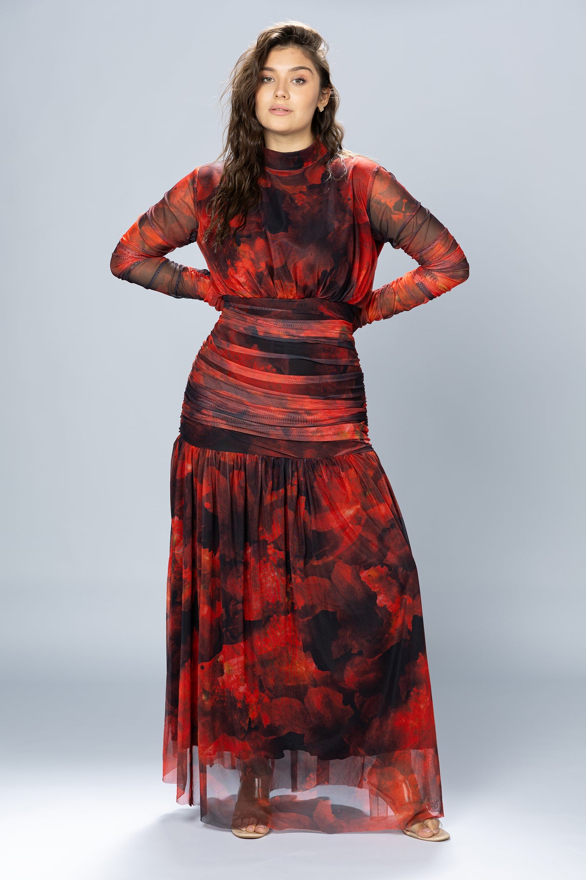 Bloom Ruched Tulle Maxi Dress