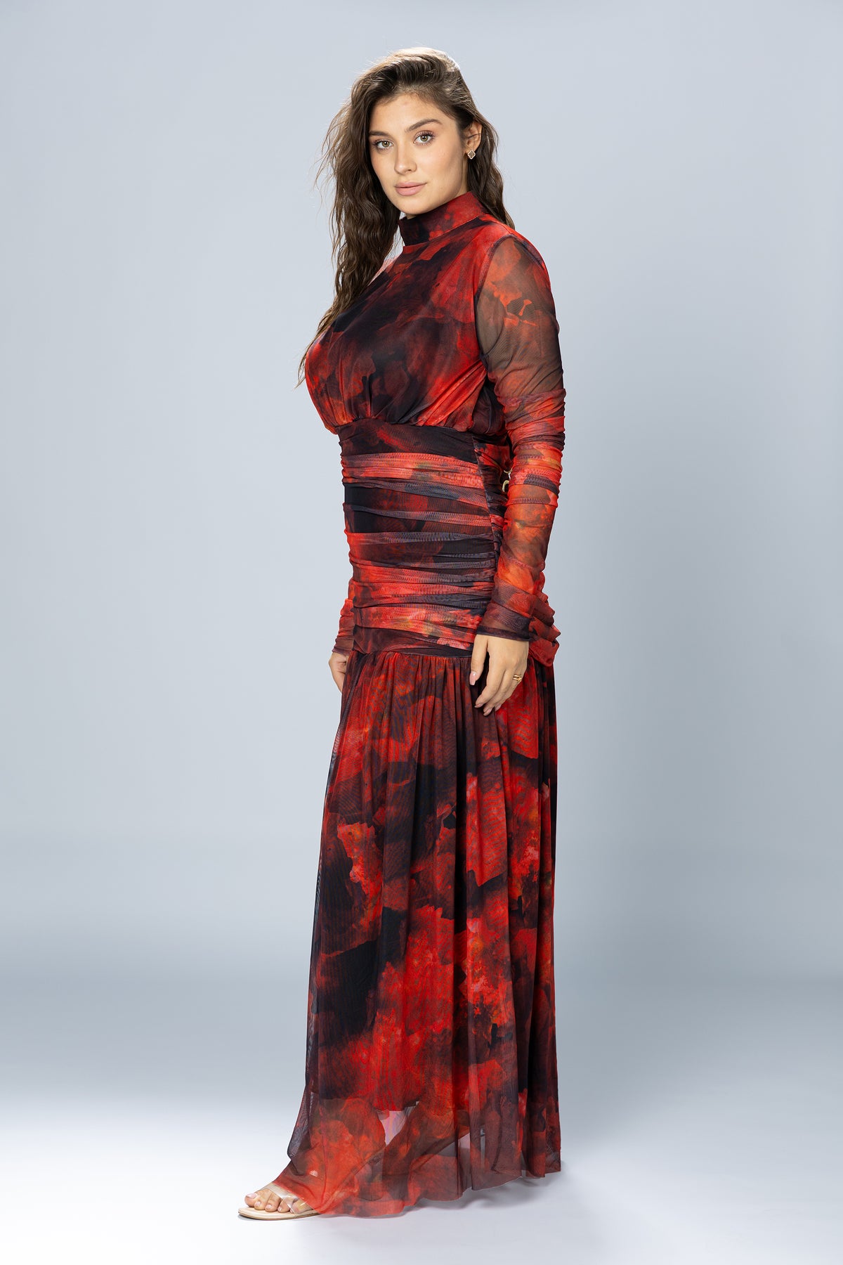 Bloom Ruched Tulle Maxi Dress
