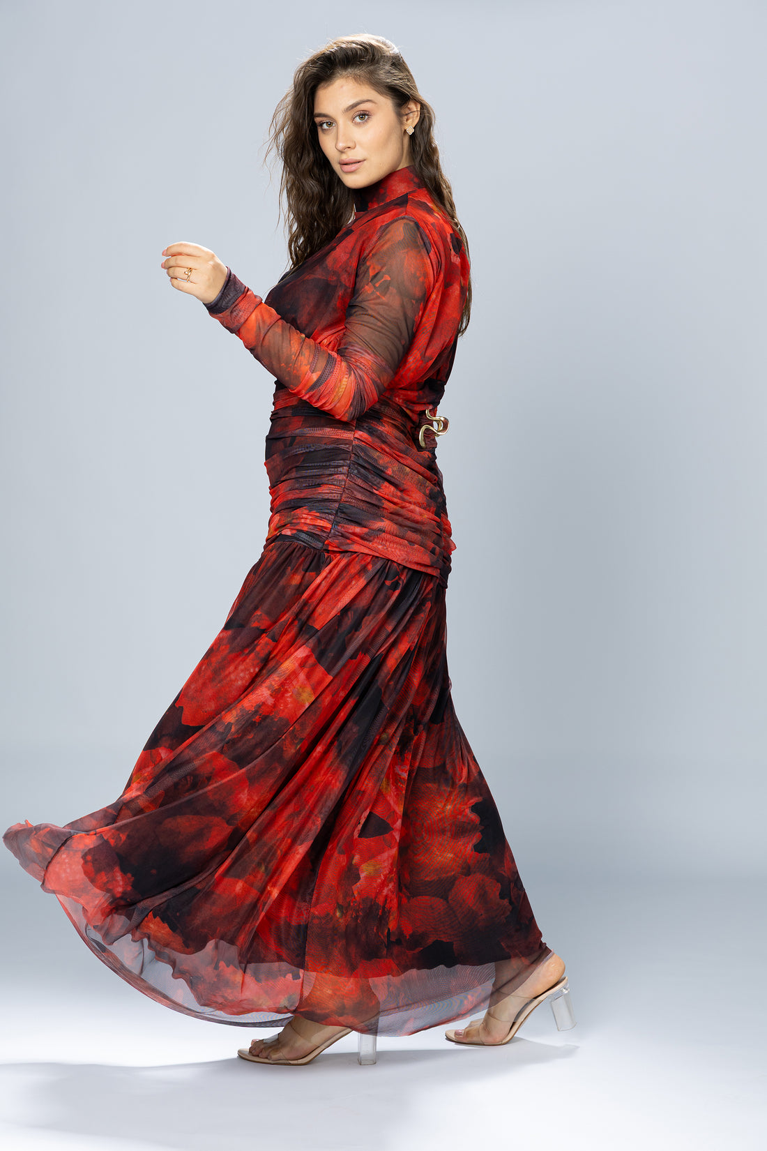 Bloom Ruched Tulle Maxi Dress
