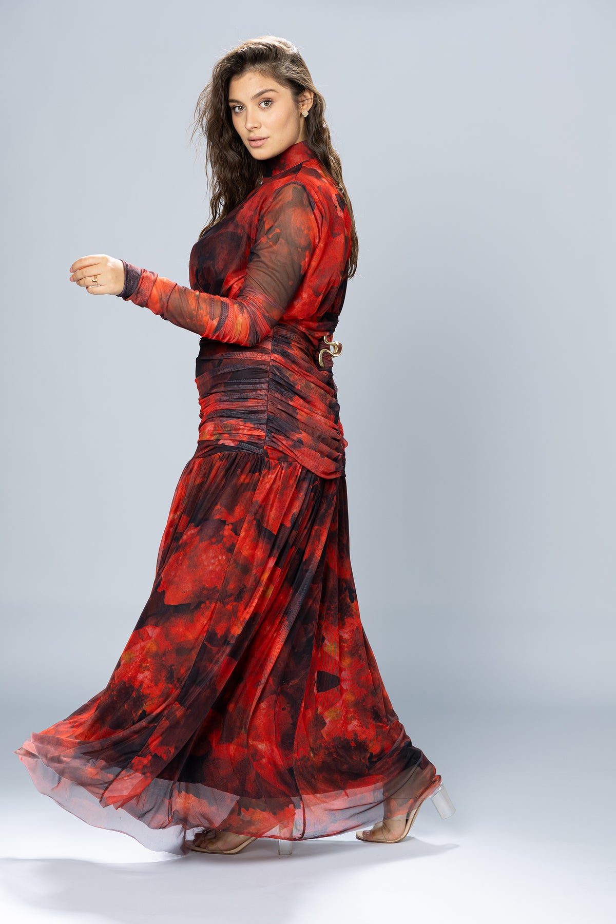 Bloom Ruched Tulle Maxi Dress