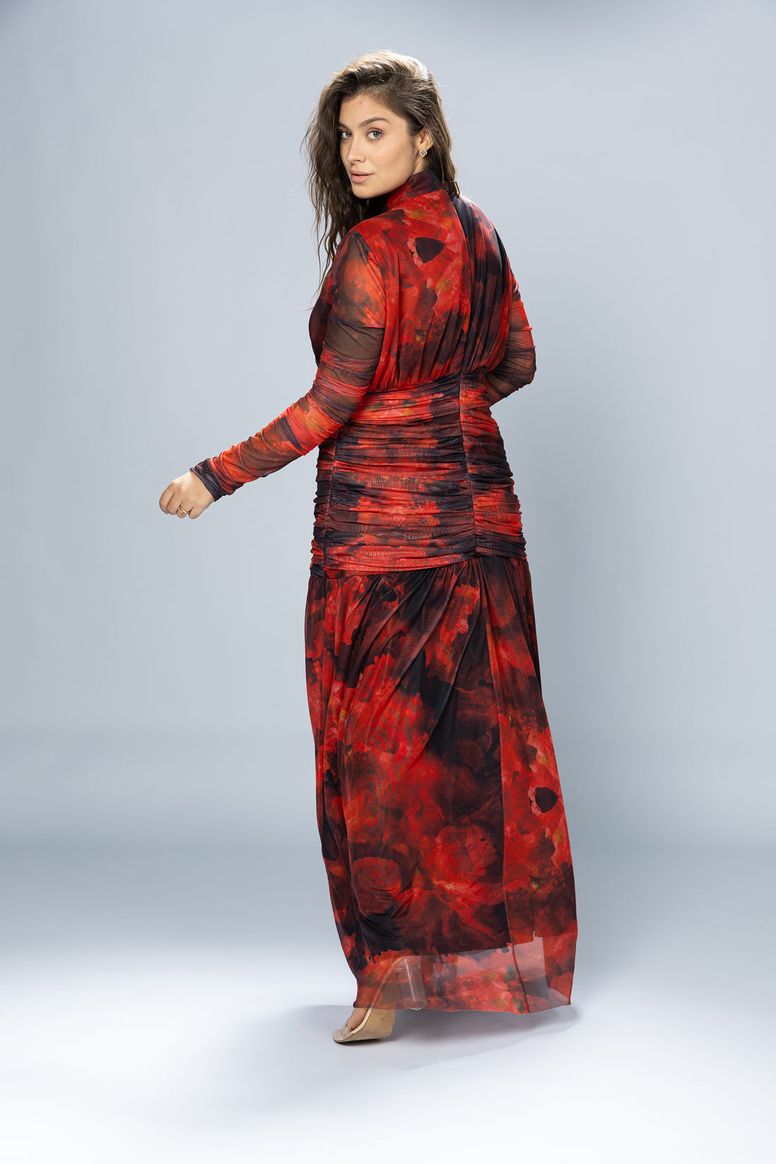 Bloom Ruched Tulle Maxi Dress