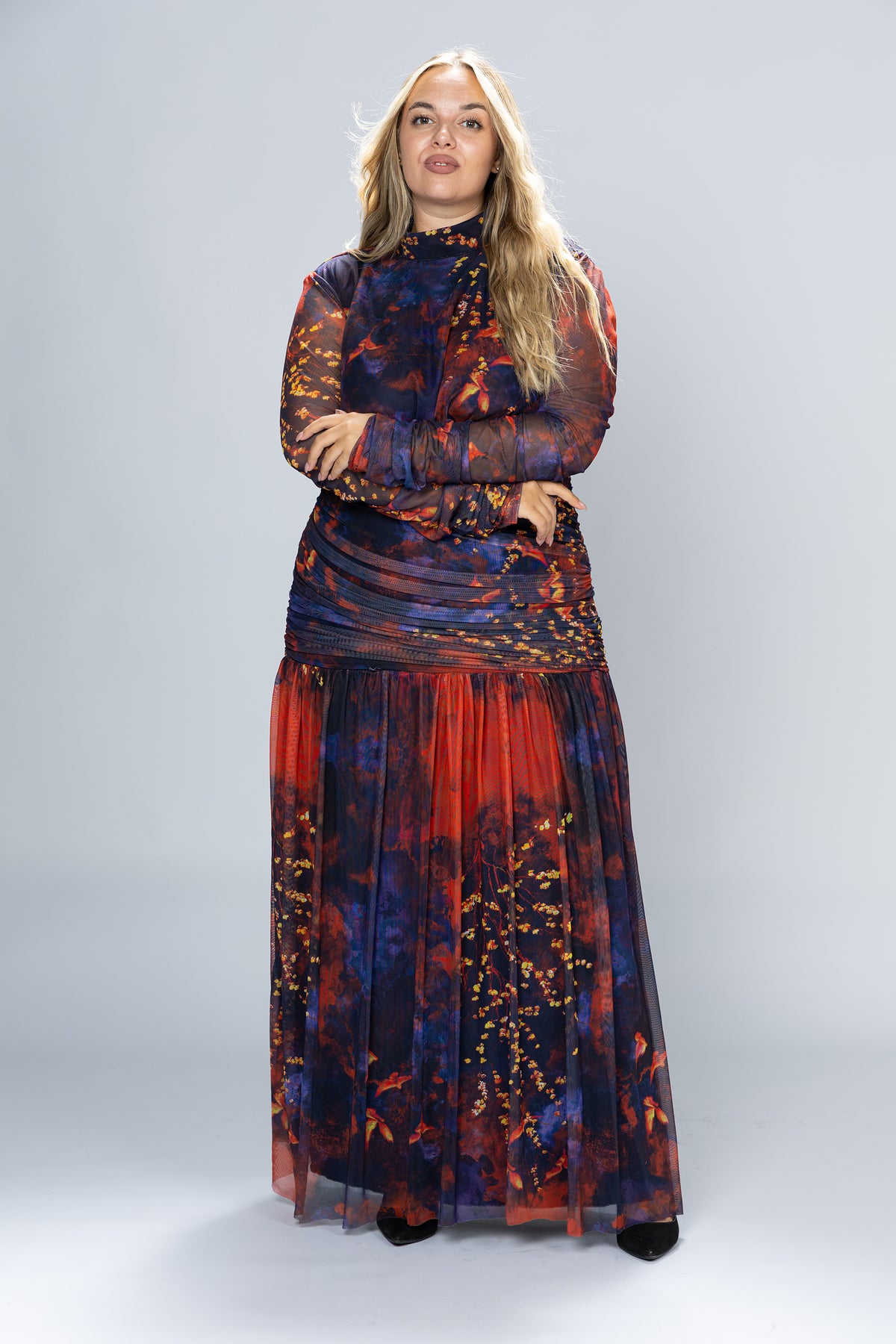 Dusk Ruched Tulle Maxi Dress