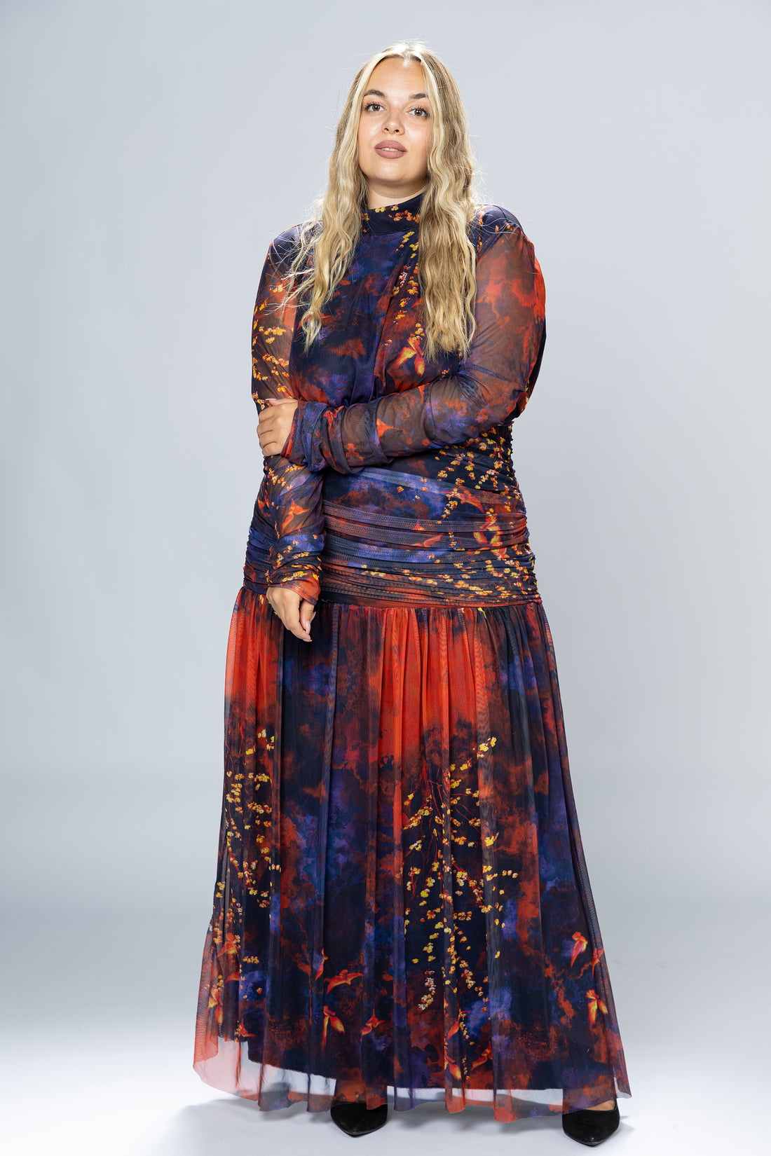 Dusk Ruched Tulle Maxi Dress