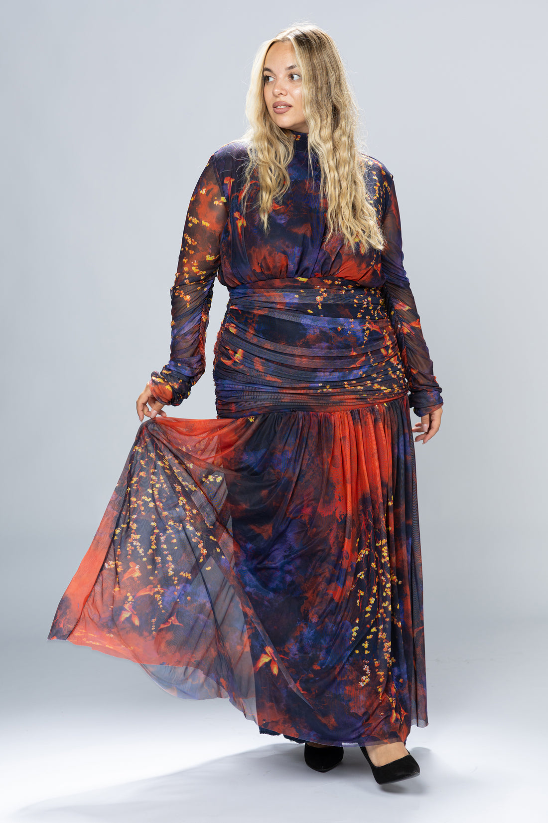 Dusk Ruched Tulle Maxi Dress
