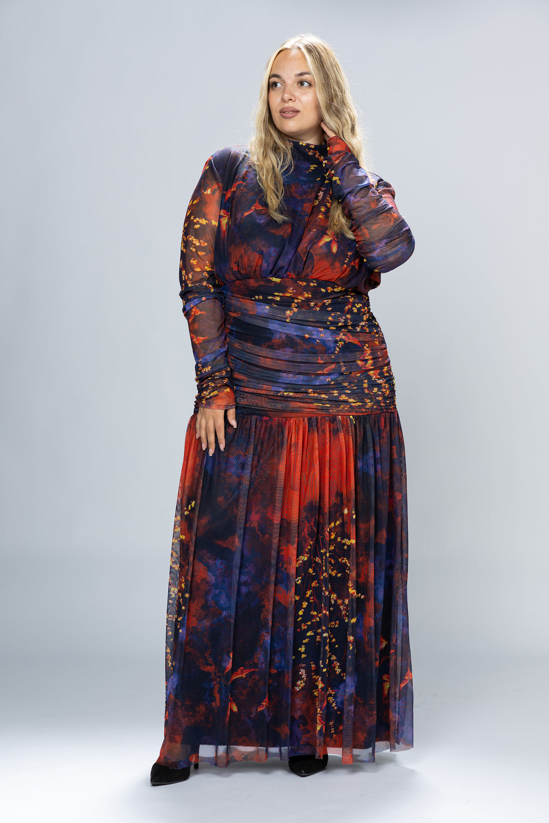 Dusk Ruched Tulle Maxi Dress