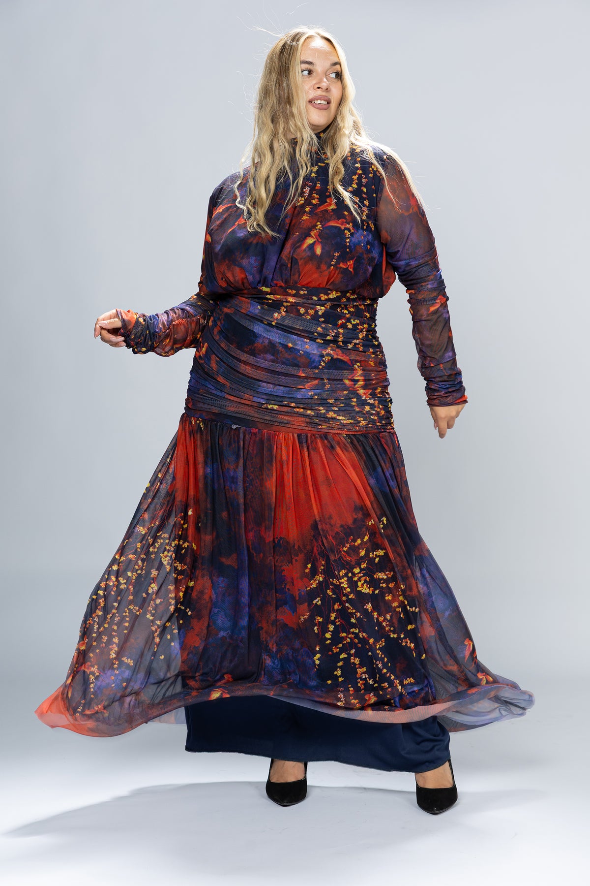 Dusk Ruched Tulle Maxi Dress