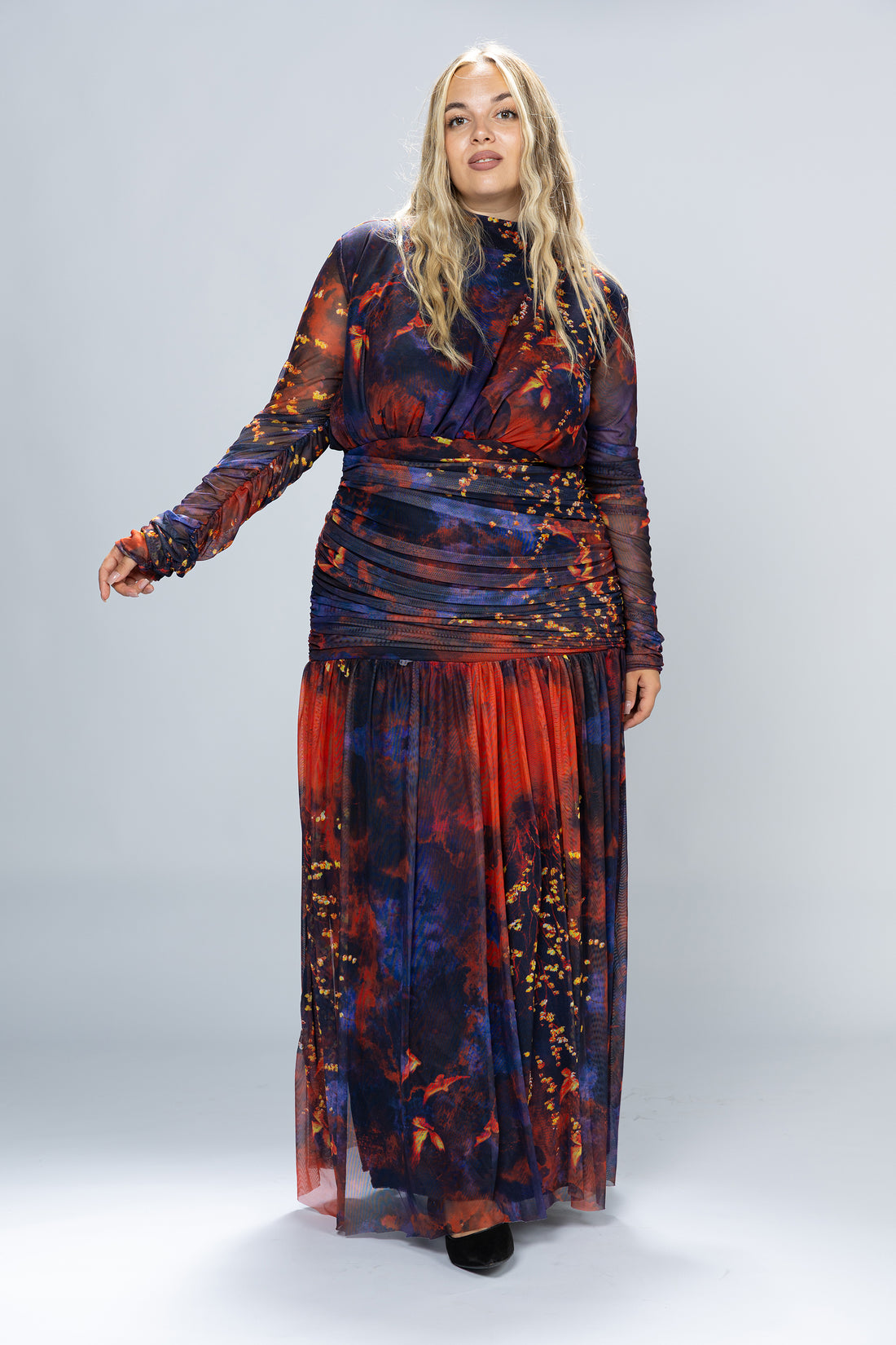 Dusk Ruched Tulle Maxi Dress