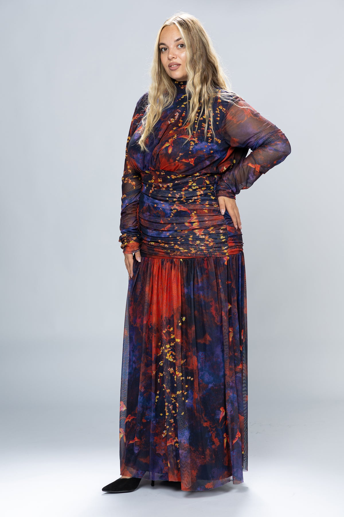 Dusk Ruched Tulle Maxi Dress