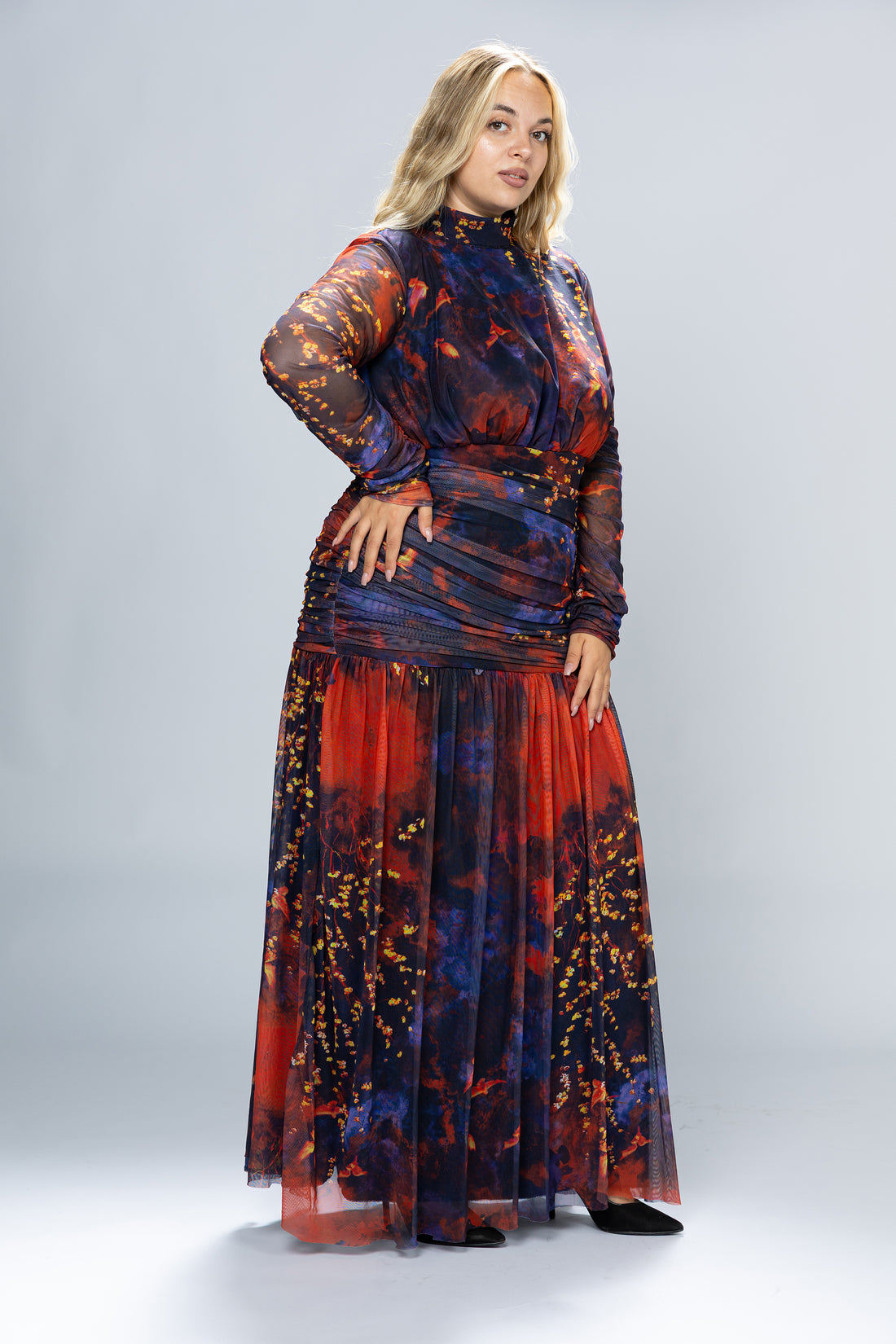 Dusk Ruched Tulle Maxi Dress