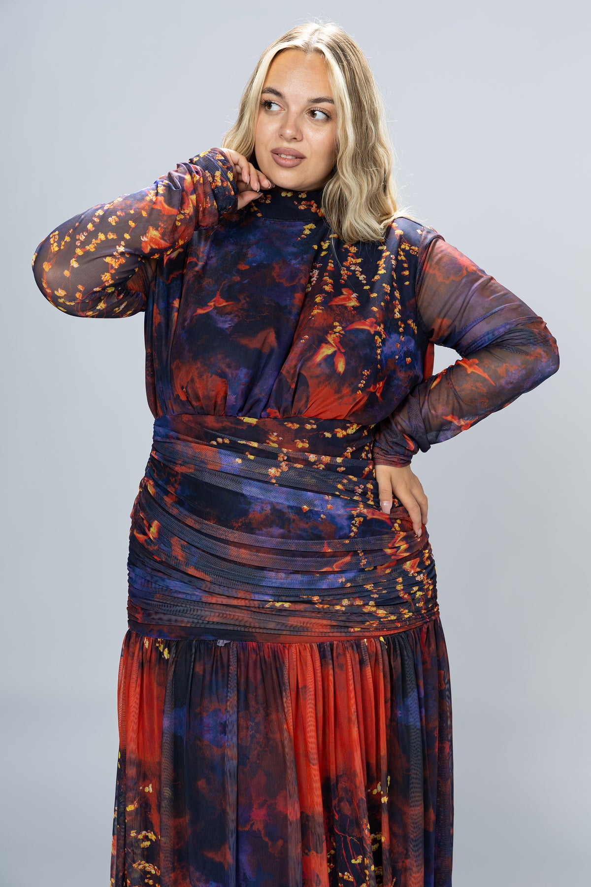 Dusk Ruched Tulle Maxi Dress