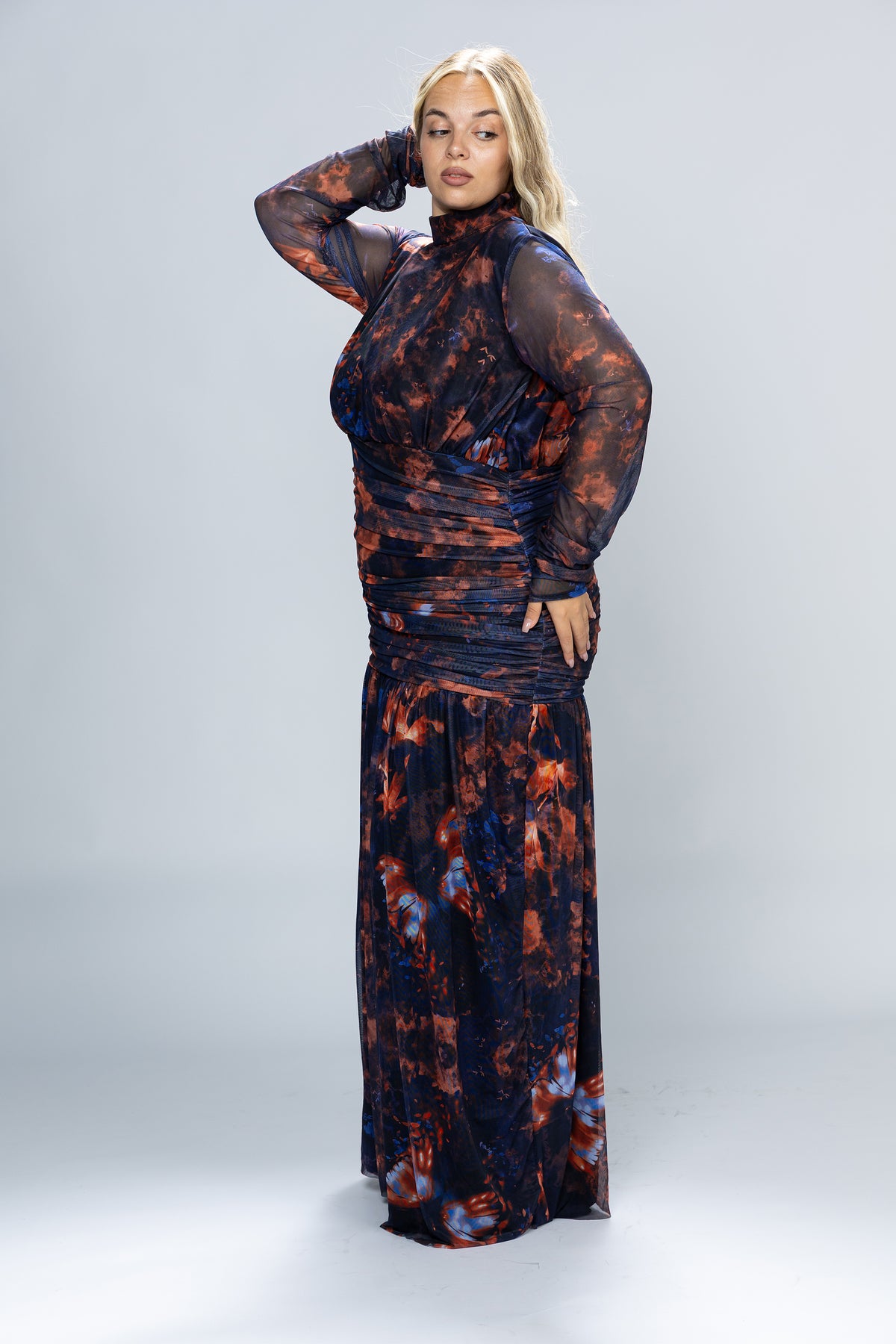 Nightfall Ruched Tulle Maxi Dress