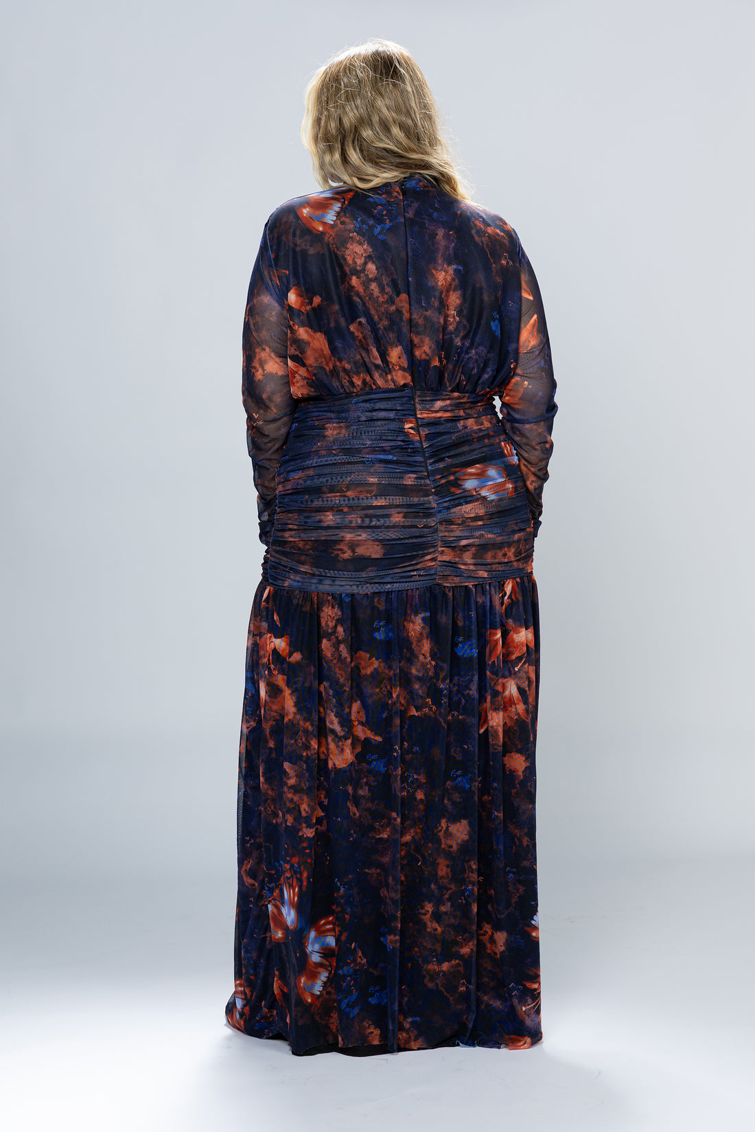 Nightfall Ruched Tulle Maxi Dress