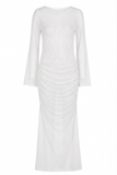 White Tulle Ruched Dress