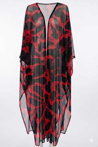 Red Leo Tulle Kimono
