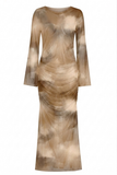 Ombre Sand Tulle Ruched Dress