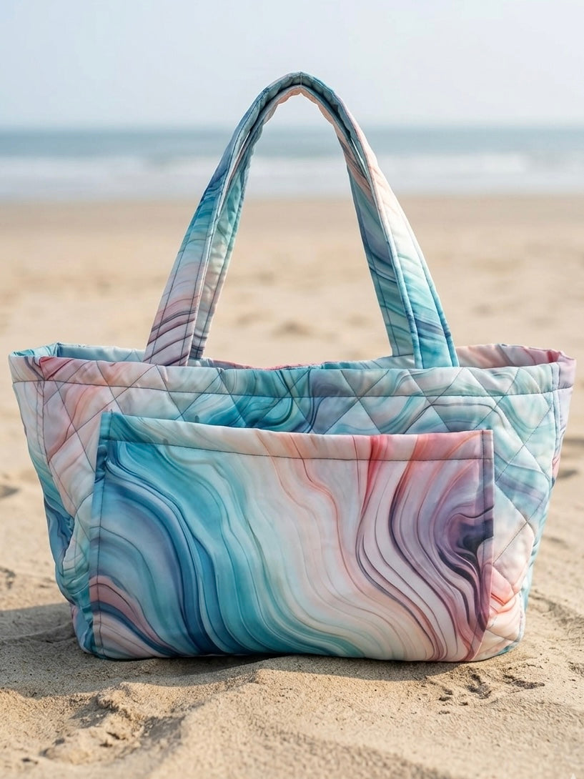 Teal Marble Beach Bag