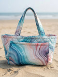 Teal Marble Beach Bag