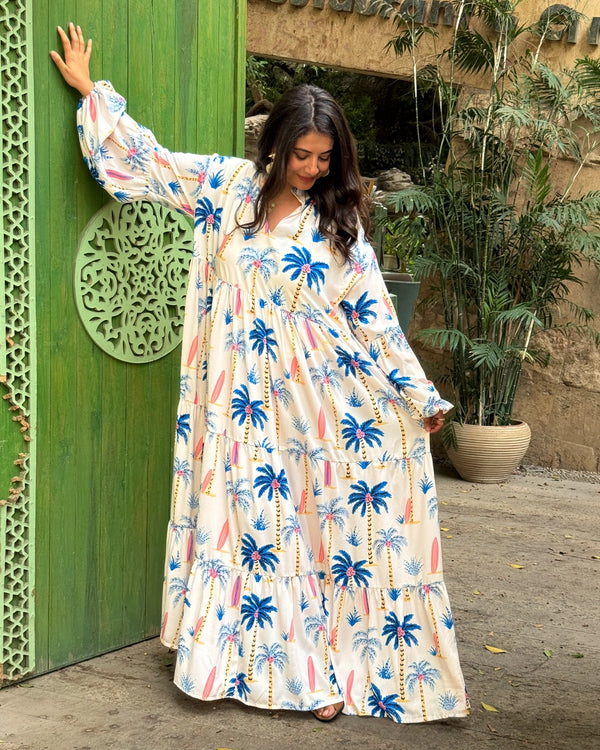Palm Tiered Dress