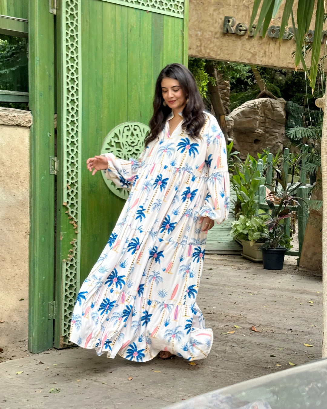 Palm Tiered Dress