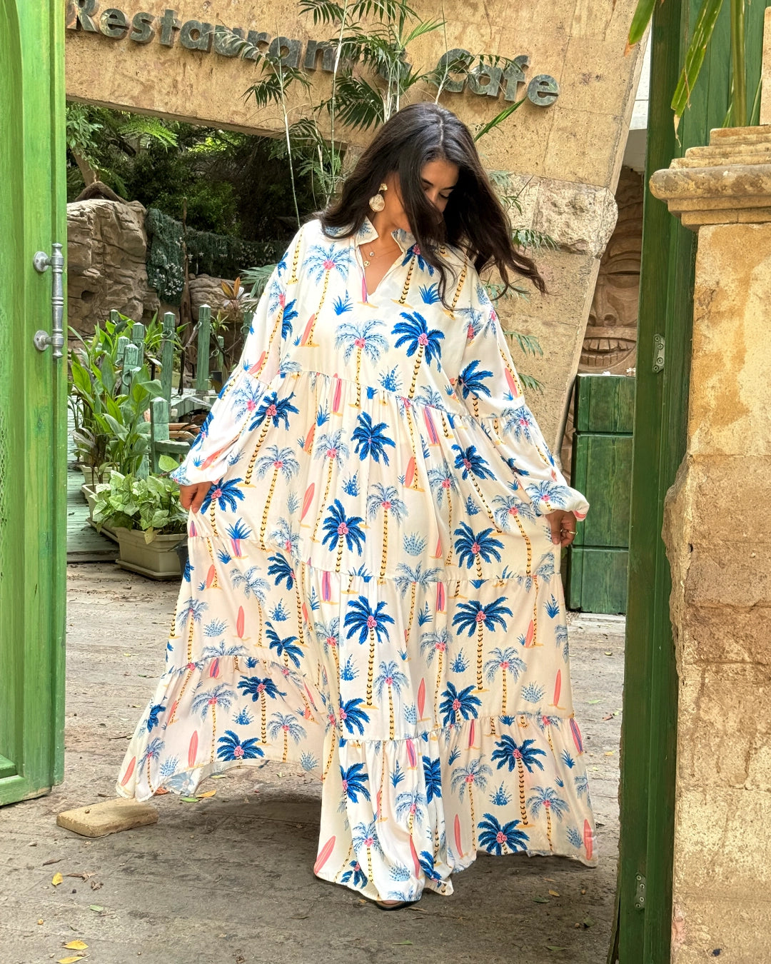 Palm Tiered Dress