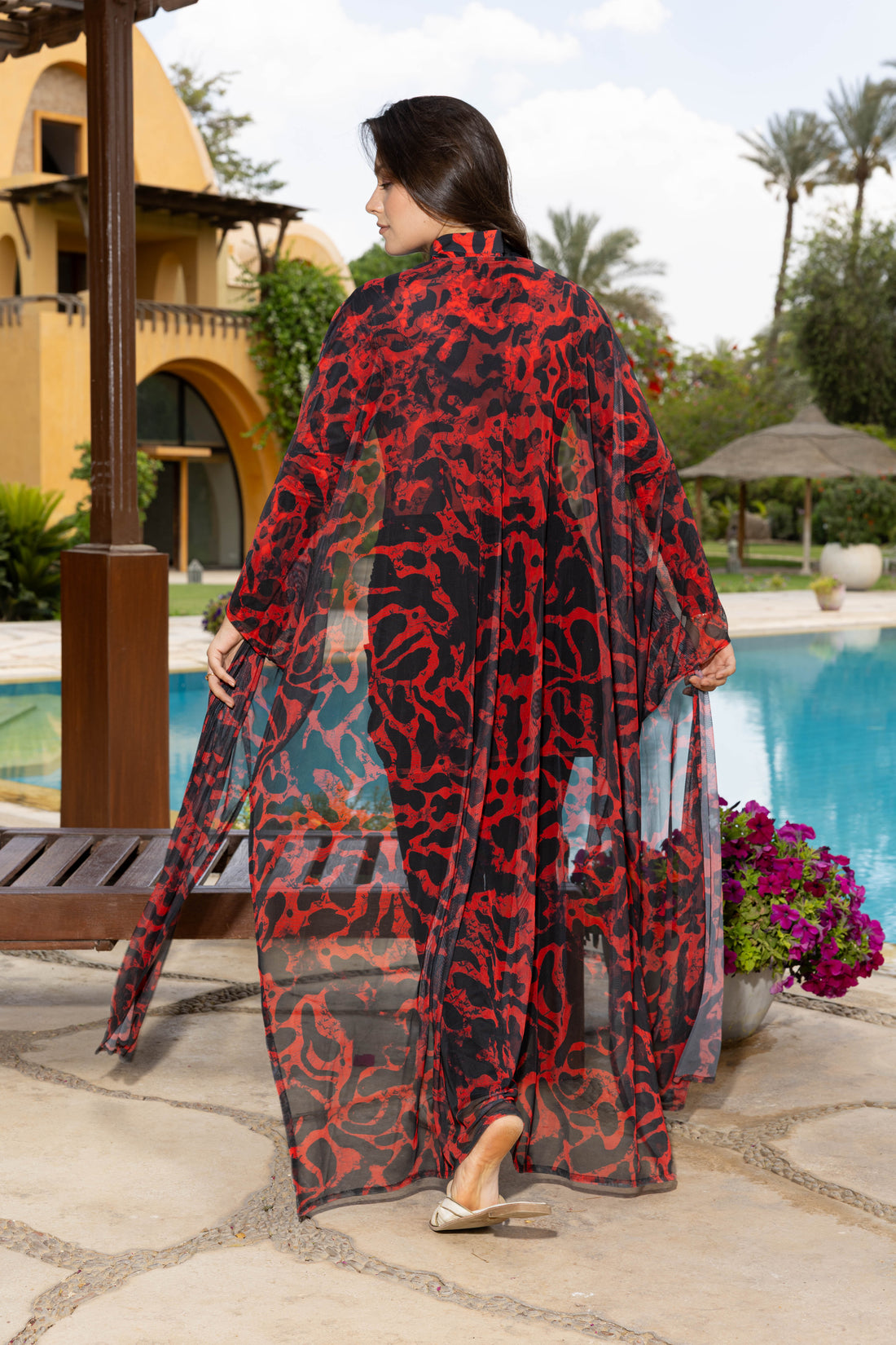 Red Leo Tulle Kimono