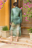 Ombre Sage Tulle Ruched Dress