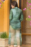 Ombre Sage Tulle Ruched Dress