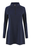 Basic top with collar - Navy blue