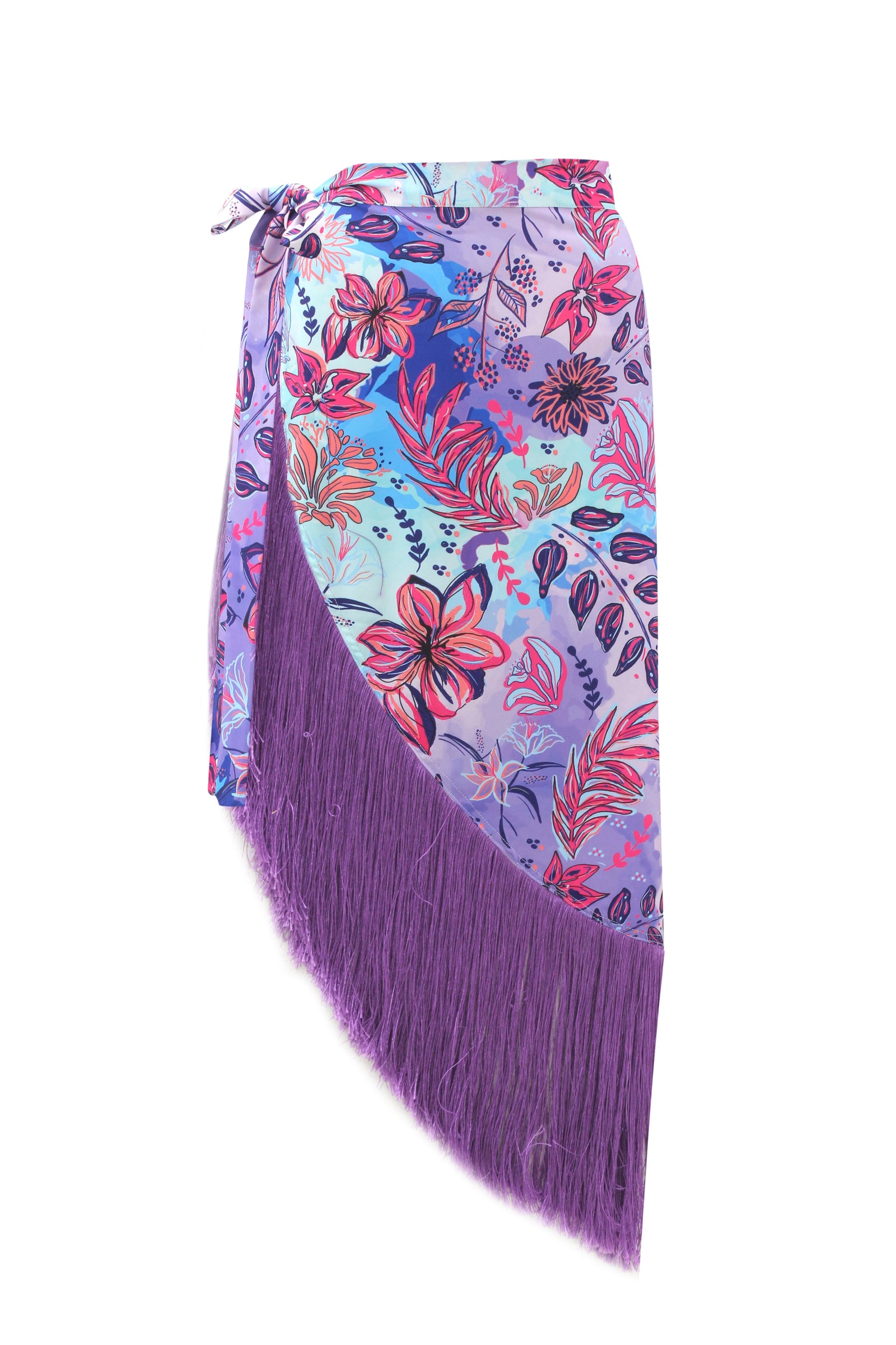 Eve crepe wrap skirt with fringes - Lavender