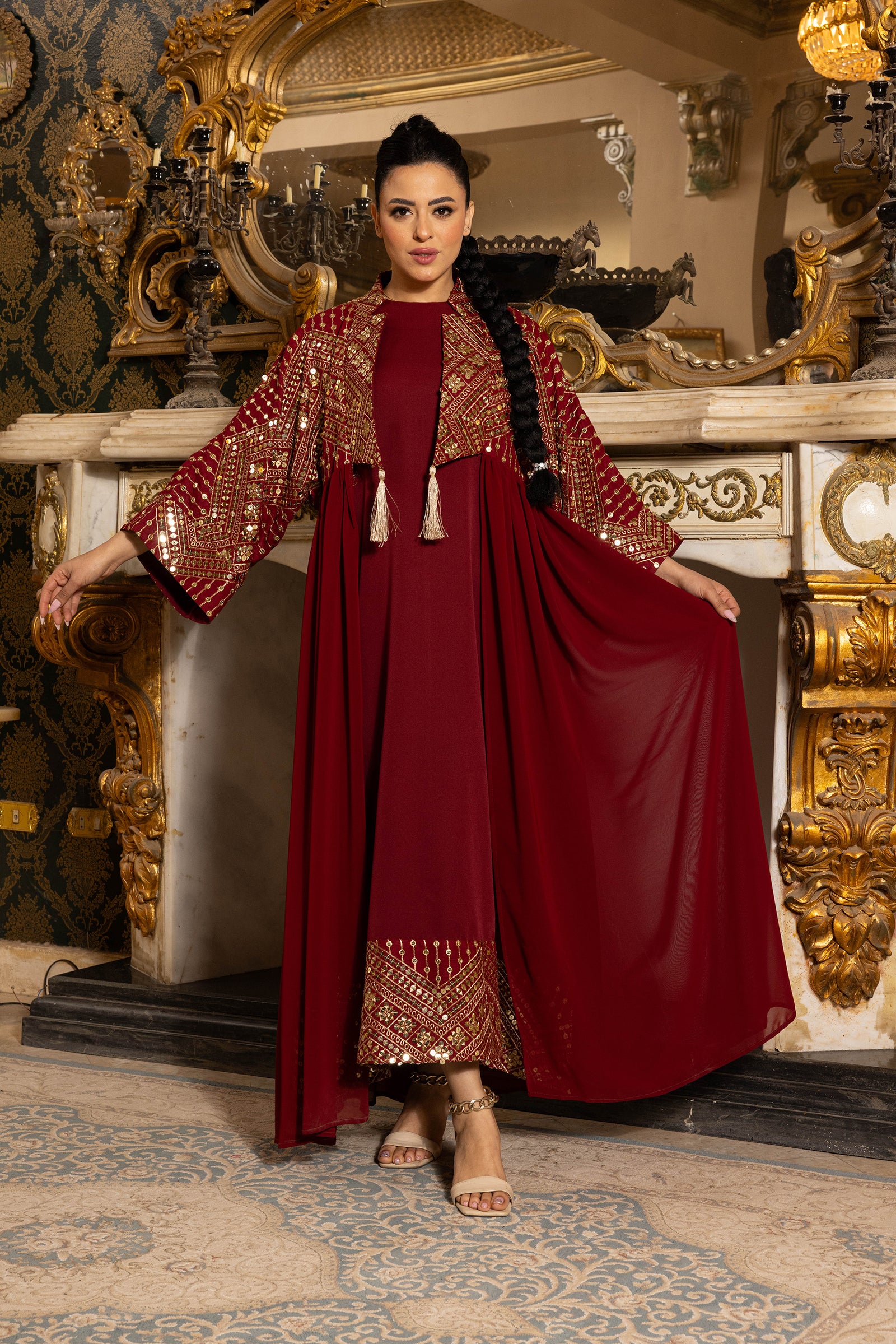 Amira Burgundy Kimono