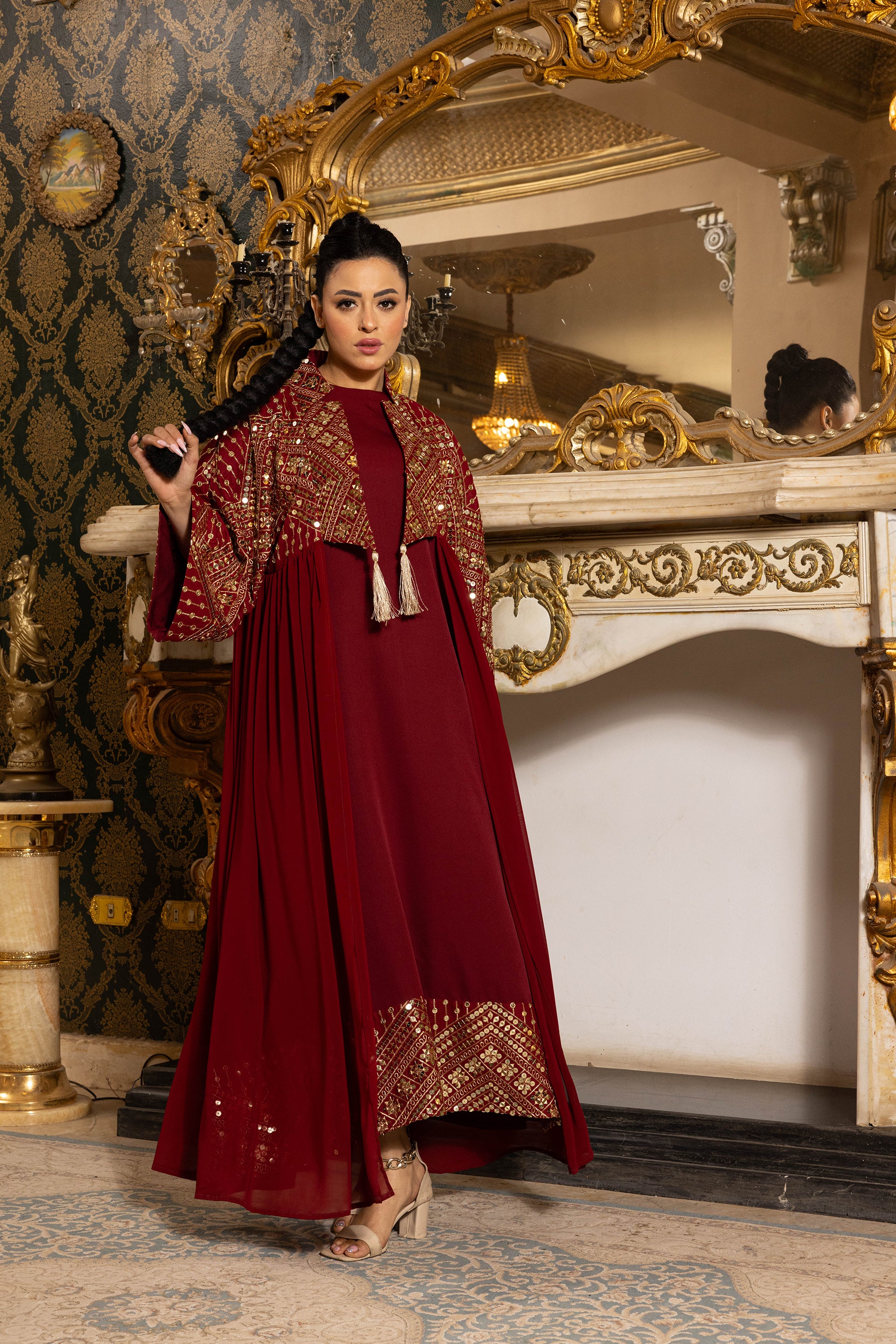 Amira Burgundy Kimono Rafeya Fashion Amira Burgundy Kimono Rafeya Fashion