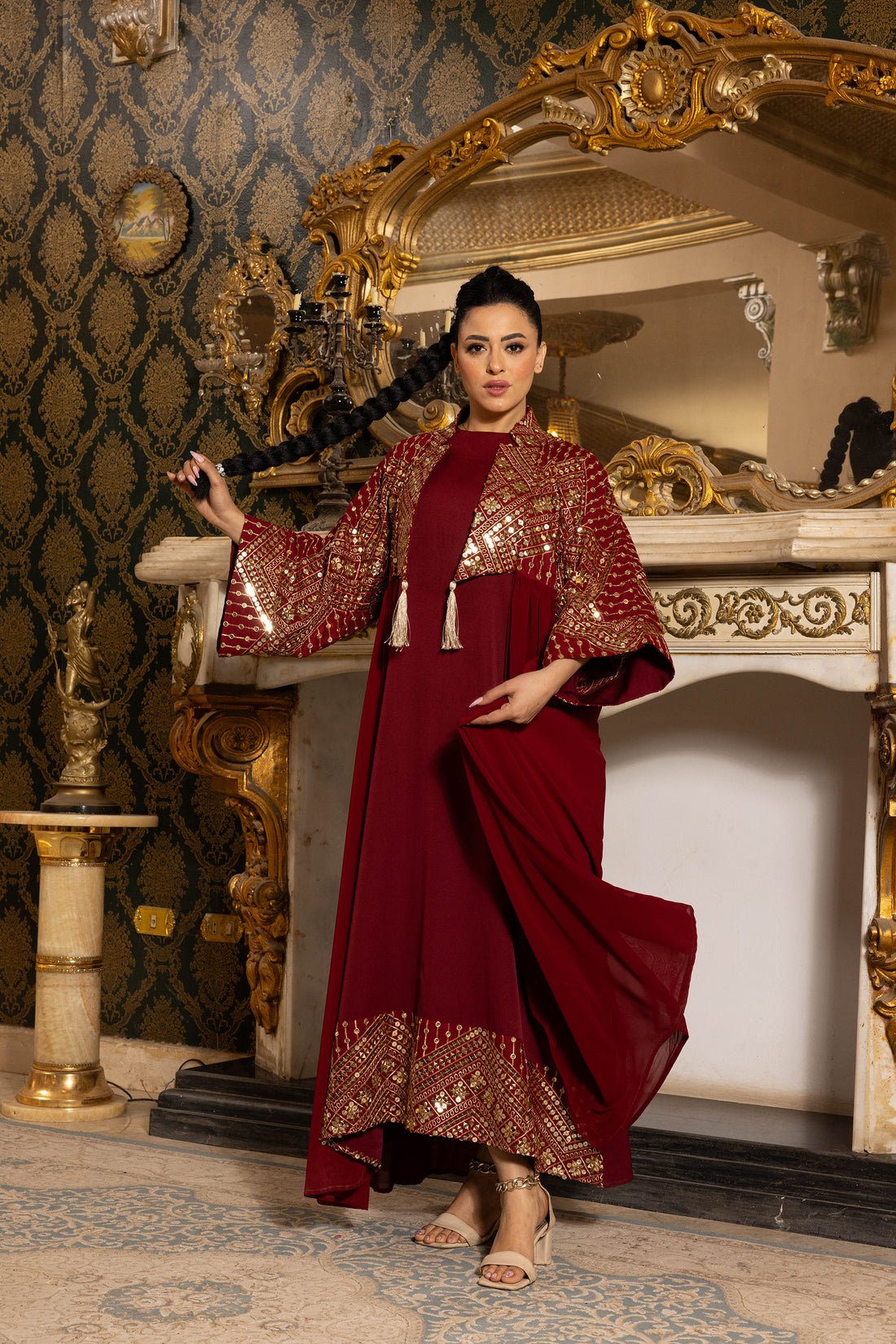 Amira Burgundy Kimono