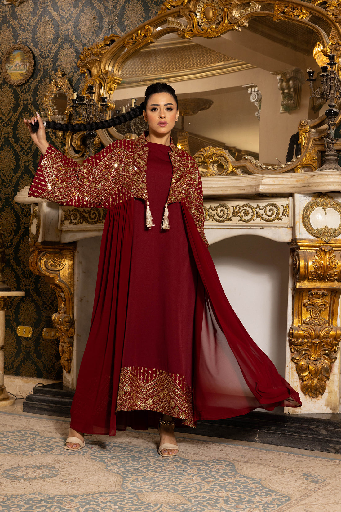 Amira Burgundy Kimono – Rafeya Fashion