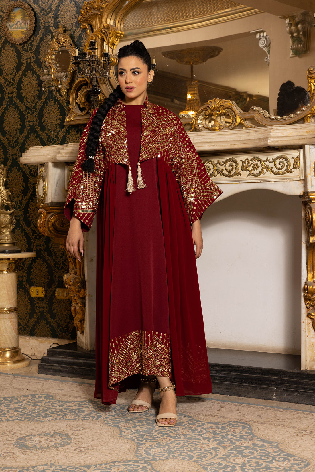 Amira Burgundy Kimono