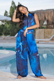 Aqua Bloom Chiffon Pants