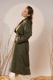 Army Green Suede Trench Coat