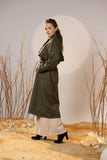 Army Green Suede Trench Coat