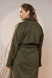 Army Green Suede Trench Coat