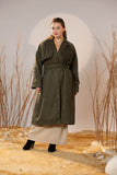 Army Green Suede Trench Coat