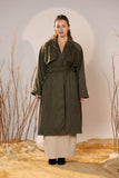Army Green Suede Trench Coat