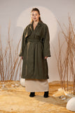 Army Green Suede Trench Coat