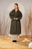 Army Green Suede Trench Coat