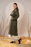 Army Green Suede Trench Coat