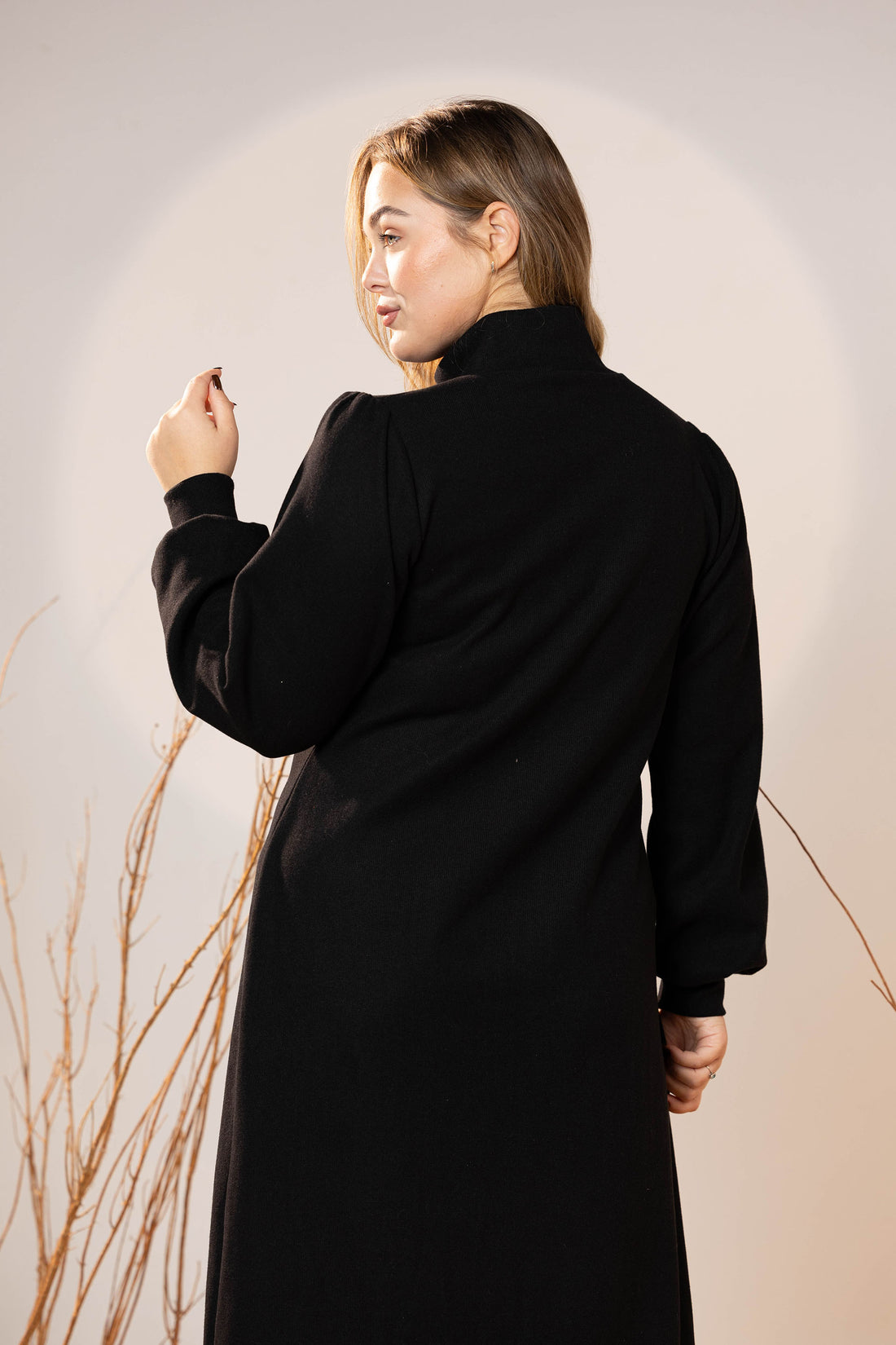 Black Cozy Wool Maxi Dress