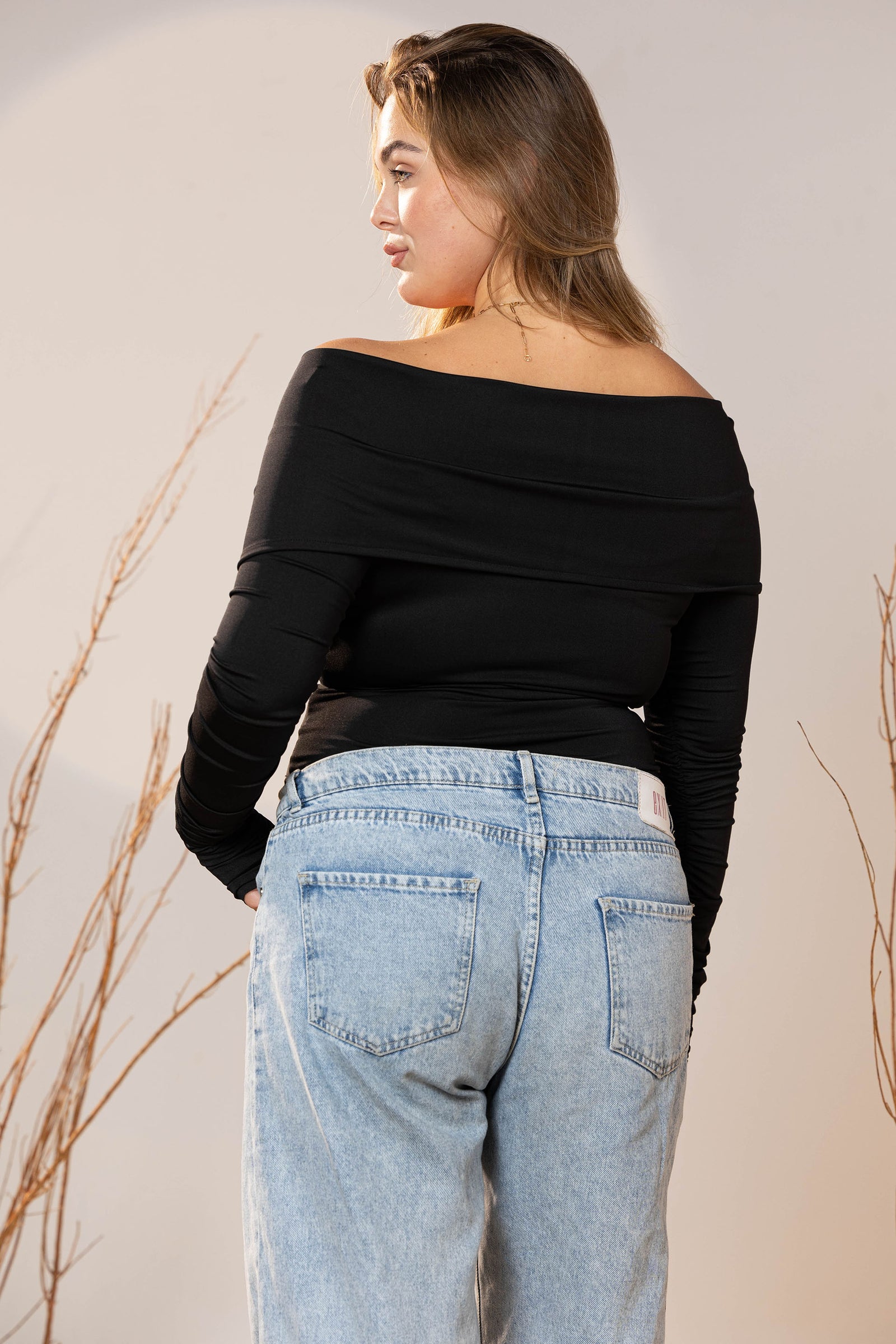 Black Glam Wrap Top