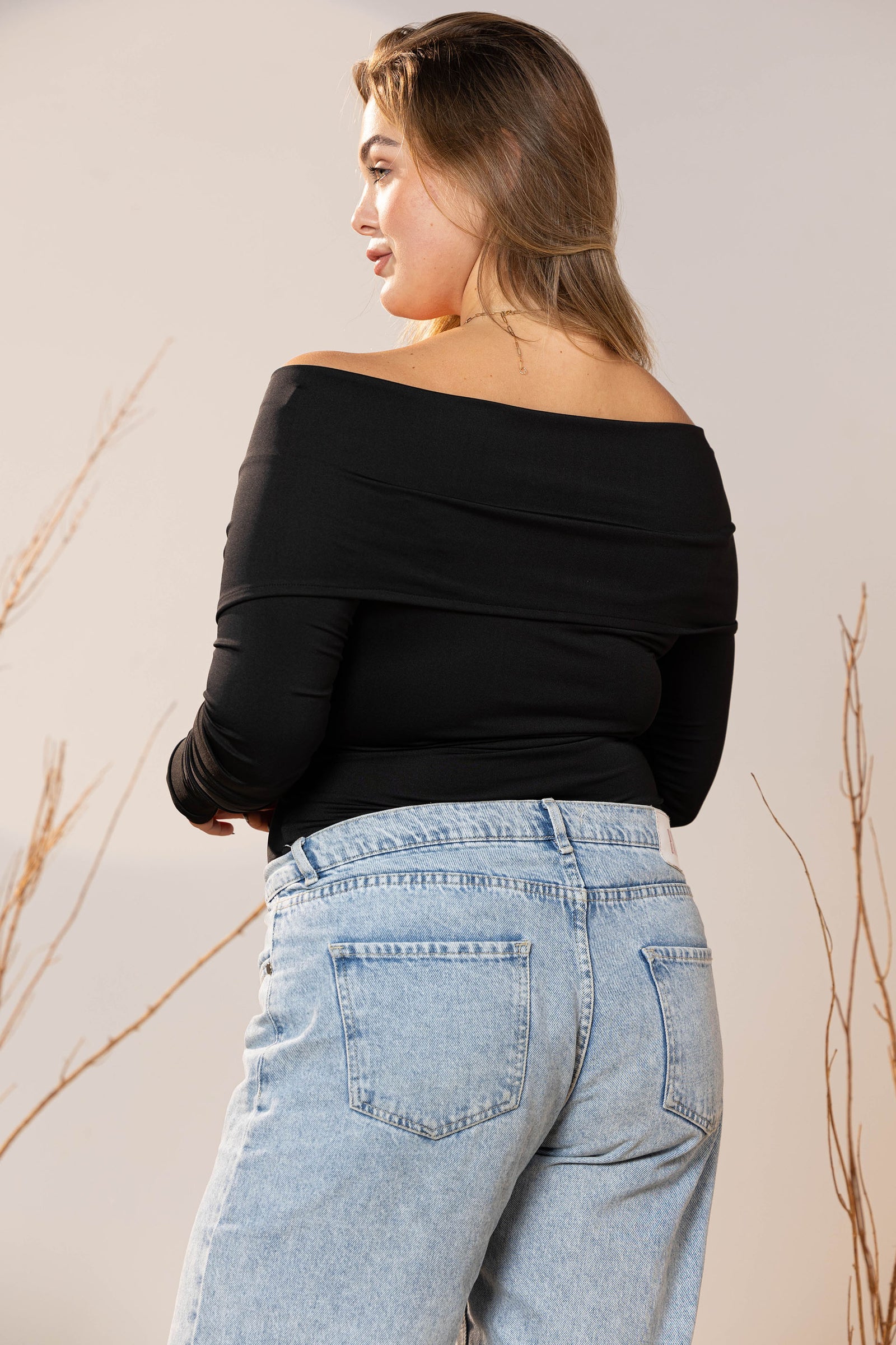 Black Glam Wrap Top