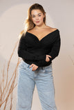 Black Glam Wrap Top