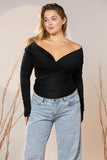 Black Glam Wrap Top