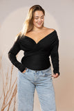 Black Glam Wrap Top