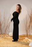 Black Off-Shoulder Rib Maxi Dress